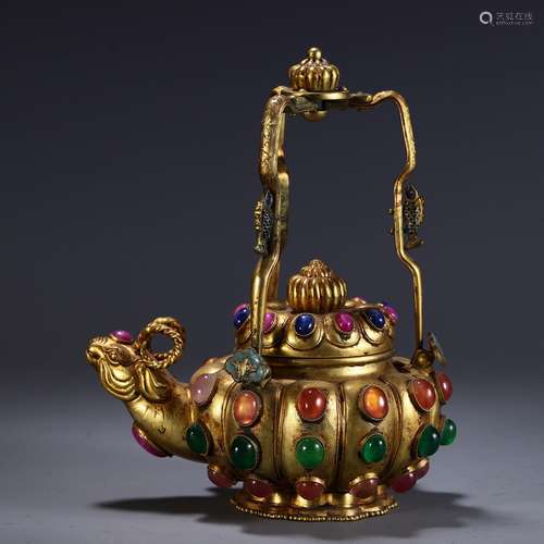 Copper, gold treasure potSize, long and wide 12 21 cm weighs...