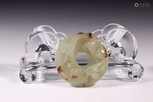 : hetian jade dragon jadeSize: 4.2 cm in diameter 1.4 cm thi...