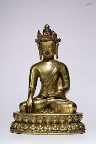 : copper and gold coronet shakyamuni Buddha statueWeighs 177...