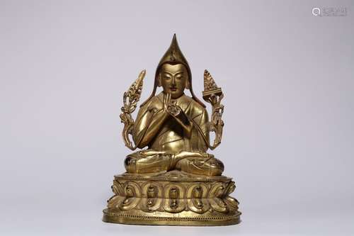 : copper and gold tsongkhapa caveWeighs 1941 grams 19.7 cm l...