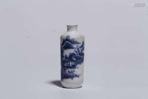 Blue and white landscape late snuff bottles8.2 CM diameter, ...