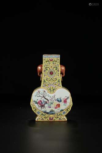 , "" yellow powder enamel medallion YingXiWen doub...