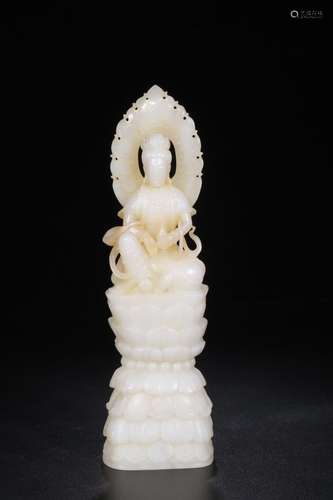 Night: hetian jade guan Yin a statue of AquariusSize: 18.2 c...