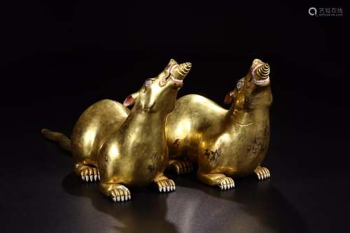 : copper and gold rich rat a pair44 cm long 9.7 cm high 16.5...