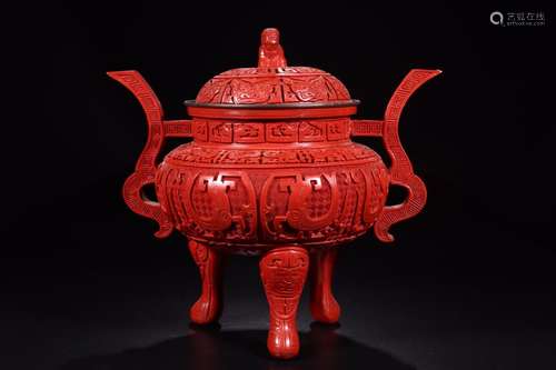 Three feet furnace carved lacquerware phoenix bird patterns ...