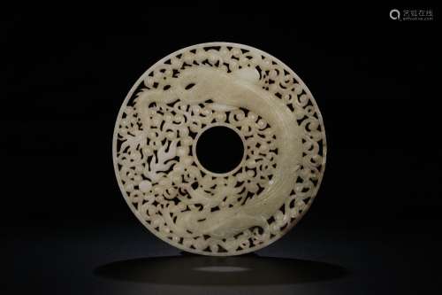 : hetian jade round wall engraved look chicken wear flowers1...