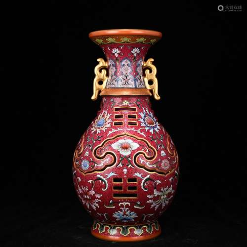 Red colored enamel to rolling flower grain this revolving bo...