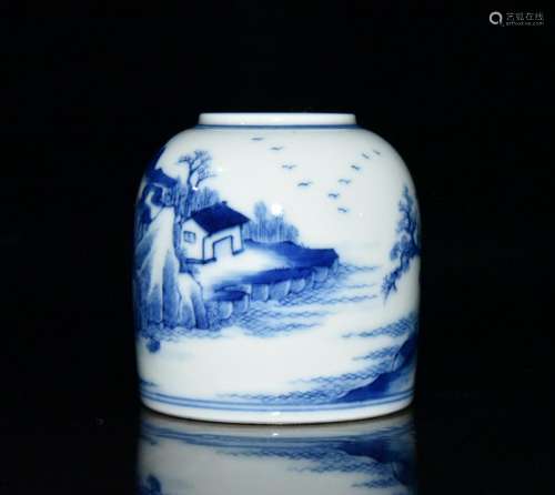 Blue and white landscape water jar x6cm 6.2 3000