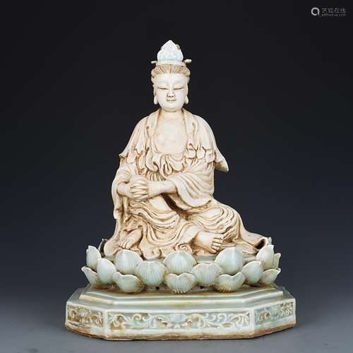 Shadow left kiln green glaze lotus guanyin 13 36 * 28 cm 600...