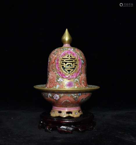 Colored enamel paint wulong carved shou wen smoked incense b...