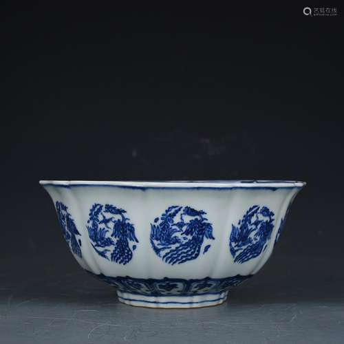 Blue and white cloud grain melon leng bowl of 29 10.5 * 22.5...