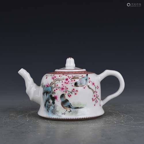 Xiong Mengting powder enamel lines 4 antique teapot antiques...