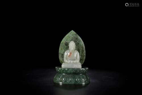 : hetian jade Buddha had a statue of backlight (jasper base)...