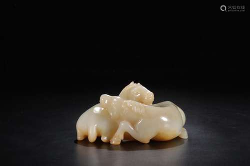 : hetian jade, double horse furnishing articlesSize: 4.3 cm ...