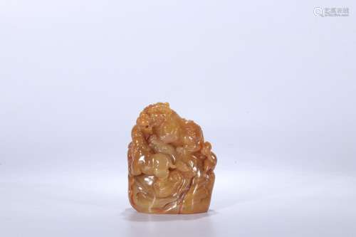 : field-yellow stone - jail benevolent NiuZhangSize: 7.6 cm ...