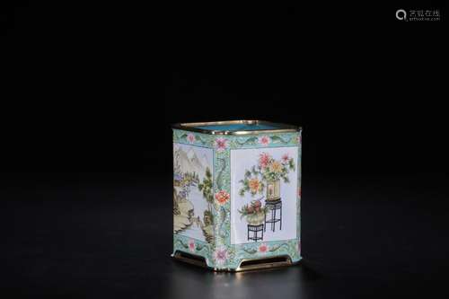 : colored enamel landscape antique small brush potSize: 8.96...