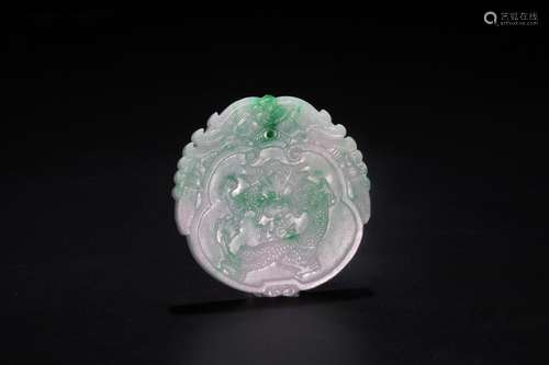 Night: natural old jade dragon - round herSize: 5.3 cm wide ...