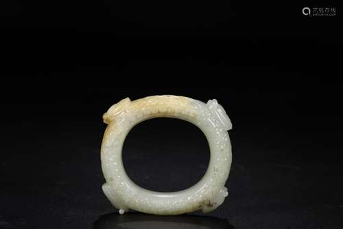 W number 4242: hetian jade cicada grain bracelets reliefs2 c...