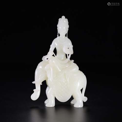 Old hetian jade samantabhadra bodhisattva statues, the jade ...