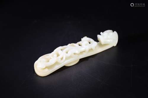 Hetian jade belt hook, large hook black dragon godchild heti...