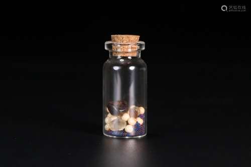 Crystal bottle side of buddhist relics "Buddha Buddha n...