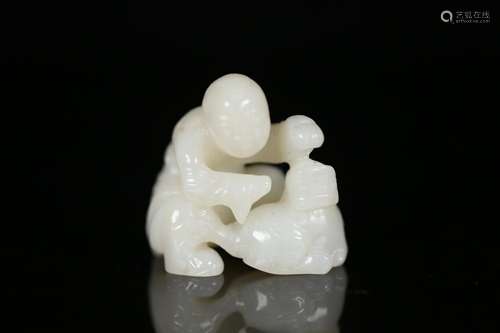 Hetian jade the boy play the lion carved pieces, the pieces ...