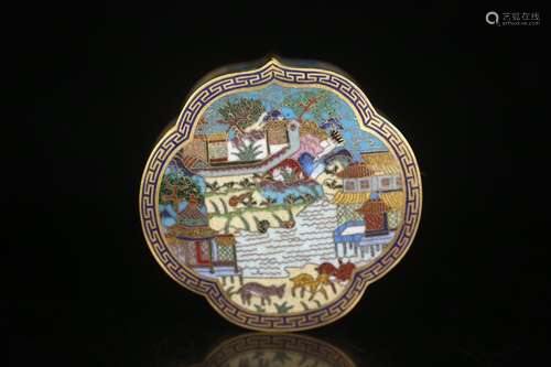 , imperial palace, cloisonne cover box "landscape"...