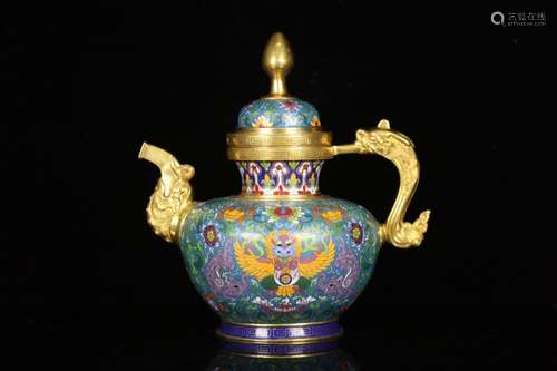 Late fetal cloisonne copper flower grain flagon furnishing a...