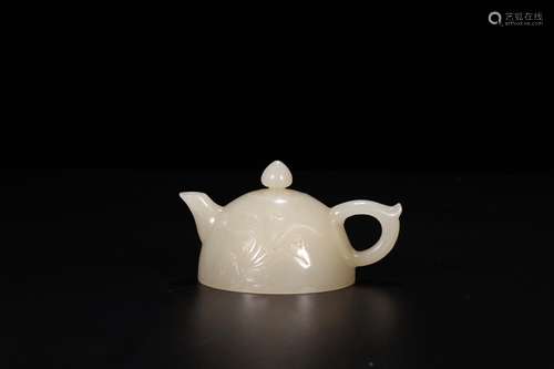 , hotan white yulan grass grain materials of teapot, hotan w...