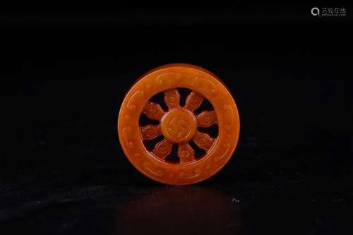 Dharma wheel, hotan topazSize: 5 * 1 cm weight: 45 gDharma w...