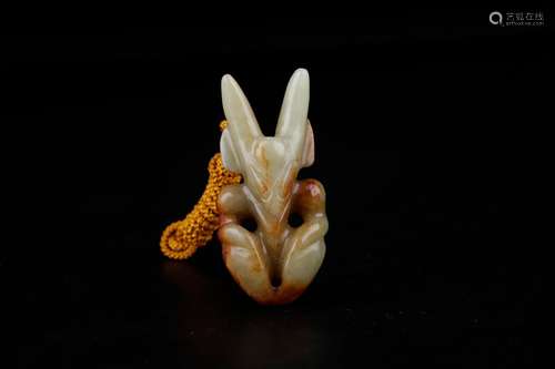 Hongshan culture, hotan white jade with the sun godSize, 4 x...