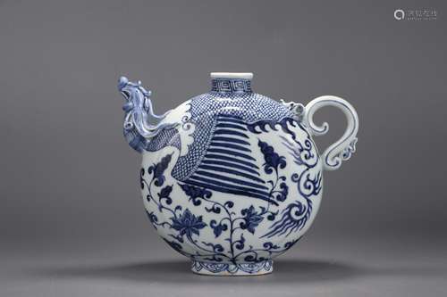 Blue and white chicken wear pattern chicken: first flat pot8...