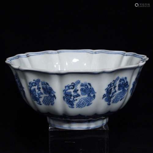 Blue and white grain ten bowl 9.2 x19 edges