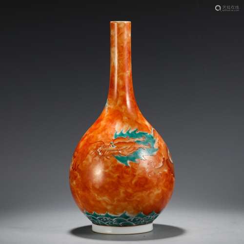 Red dragon grain, youligong bottlesSize, 34.7 15.5 cm in dia...