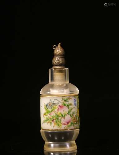 d-painted melon lines coloured glaze snuff bottle. "&qu...