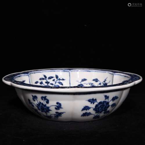 Blue and white flower flower mouth compote 7.8 x28.5