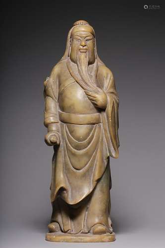 CHINESE SHOUSHAN STONE FIGURE OF GUANYU