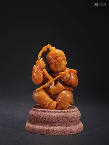 CHINESE SHOUSHAN STONE FIGURE, 'SHANGJUN' MARK