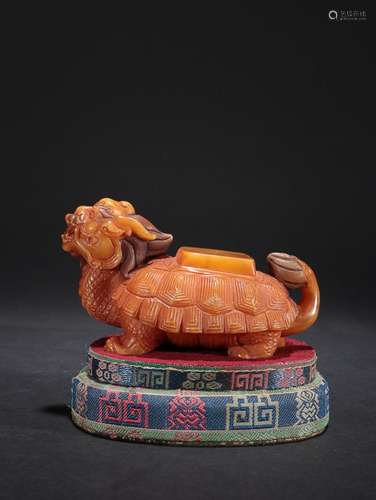 CHINESE TIANHUANG STONE TORTOISE-DRAGON, 'SHANGJUN' ...