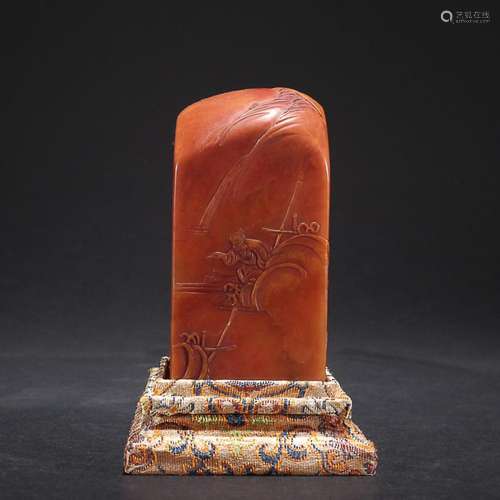 CHINESE TIANHUANG STONE SEAL WITH CARVED 'FIGURE STORY I...