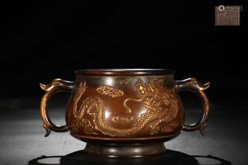 Precision casting copper foetus gold YunLongWen dragon ear G...