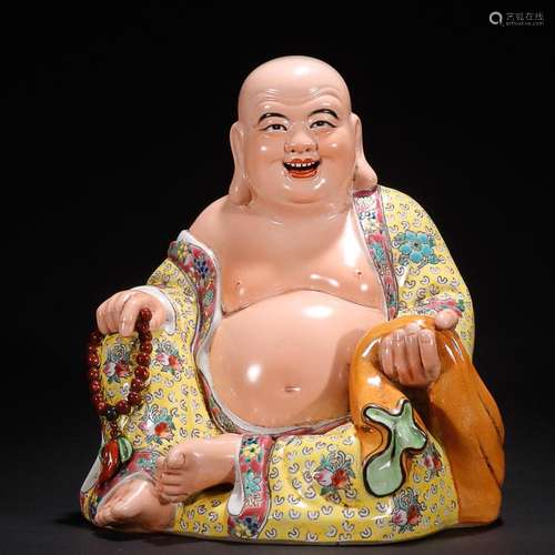 CHINESE FAMILLE-ROSE FIGURE OF MAITREYA