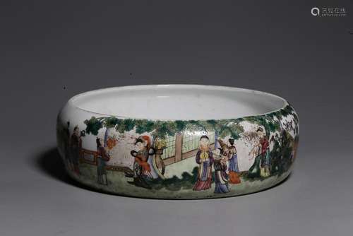 CHINESE FAMILLE-ROSE BRUSH WASHER DEPICTING 'FIGURE STOR...