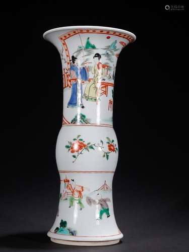 CHINESE FAMILLE-ROSE GU VESSEL DEPICTING 'FIGURE STORY&#...