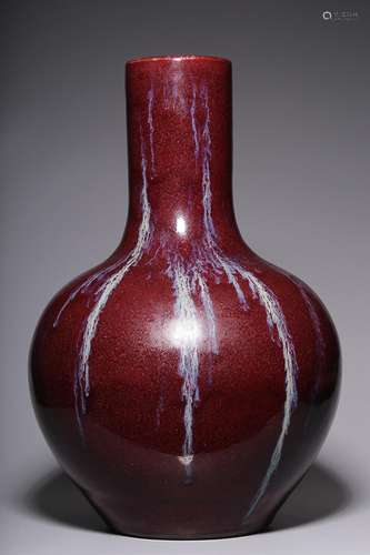 CHINESE FLAMBE-GLAZED GLOBULAR VASE, 'YONGZHENG' MAR...