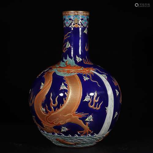 CHINESE GILDED ON SACRIFICIAL-BLUE-GLAZED IRON-RED ENAMELED ...