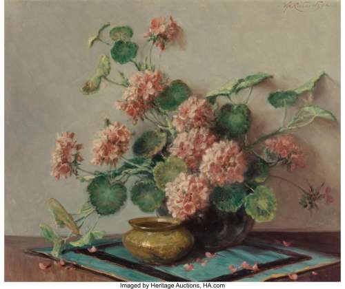 Volney Allan Richardson (American, 1880-1955) Pink geranium ...
