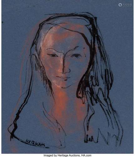 Earl Cavis Kerkam (American, 1890-1965) Portrait Ink and pas...