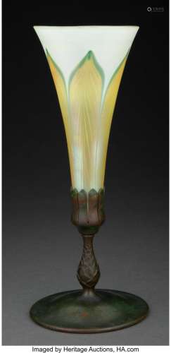 Tiffany Studios Favrile Glass and Patinated Bronze Trumpet V...