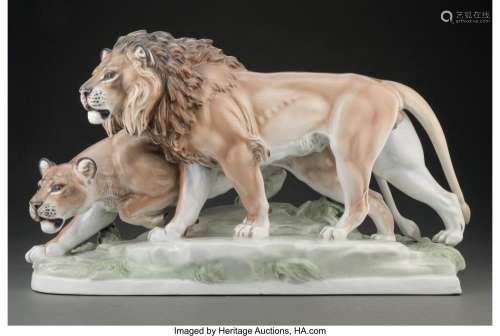 Max Hermann Fritz (German, 1873-1948) Lion and Lioness, desi...